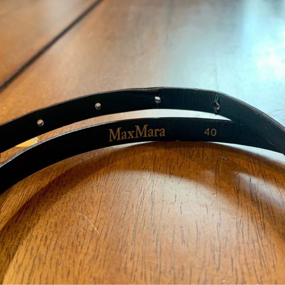 MaxMara Dark Brown Leather .5 Inch Belt sz 40 - Picture 2 of 3